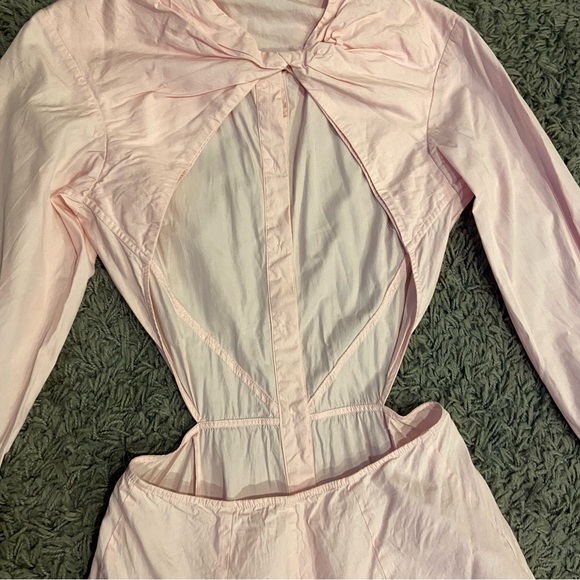 Nina Ricci Open Back Cotton Silk Blend Poplin Midi Shirt Dress In Pink 36 $1,790 - Picture 14 of 16